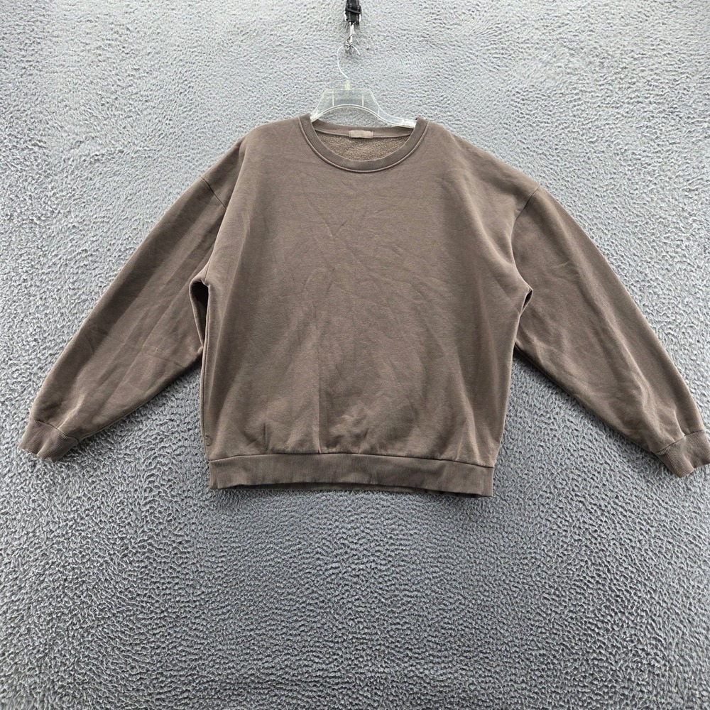 Nuuds Mens Pullover Sweatshirt Large Brown Casual Long Sleeve Cotton Blend